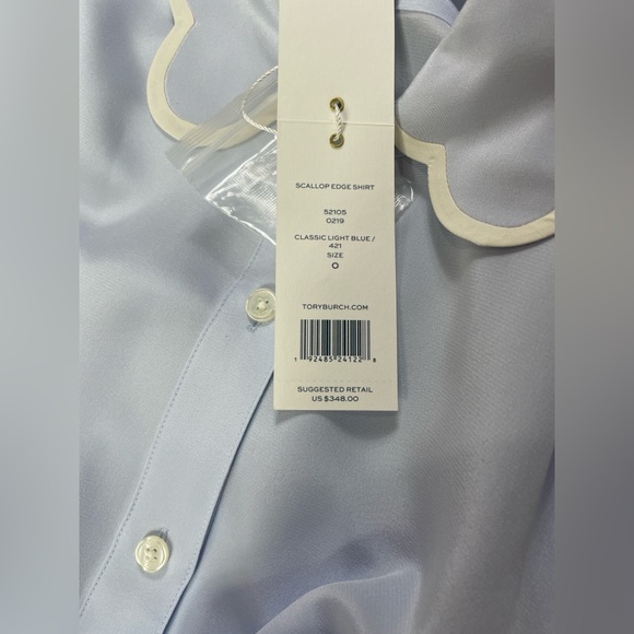 NWT Tory Burch Scallop Edge Silk Shirt Blouse - Picture 6 of 6